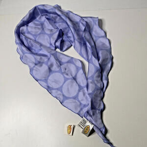NWT Talbots 100% Silk Periwinkle Purple Scarf Polka Dots Wrap Ascot‎ New Preppy